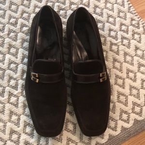 Ferragamo Men’s Dark Brown Suede  Shoes Size 12 D